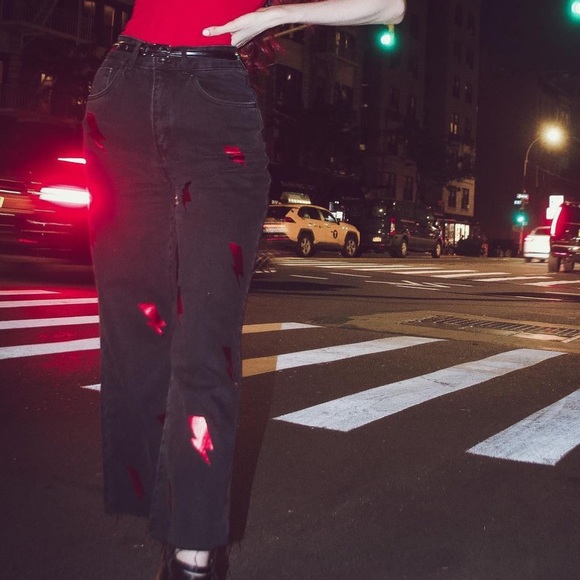 red lightning wide leg jeans from ragged priest - Picture 2 of 5